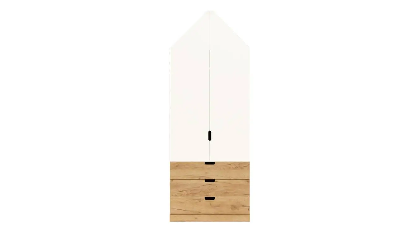 Шкаф домик двухдверный Bruno, цвет Белый + Дуб Золотой фото - 2 - большое изображение
